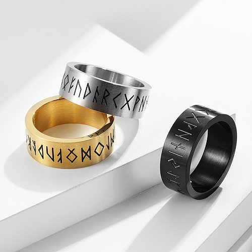 Fashion Rune Matte Brushed Men And Women Titanium Steel Ring