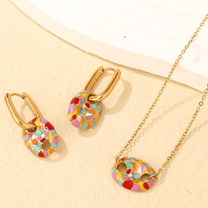 Casual Glam Luxurious Oval Stainless Steel Plating Gold Plated Jewelry Set