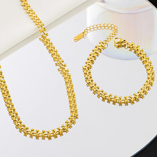 Simple Style Streetwear Heart Shape Titanium Steel Plating Women'S Bracelets Necklace