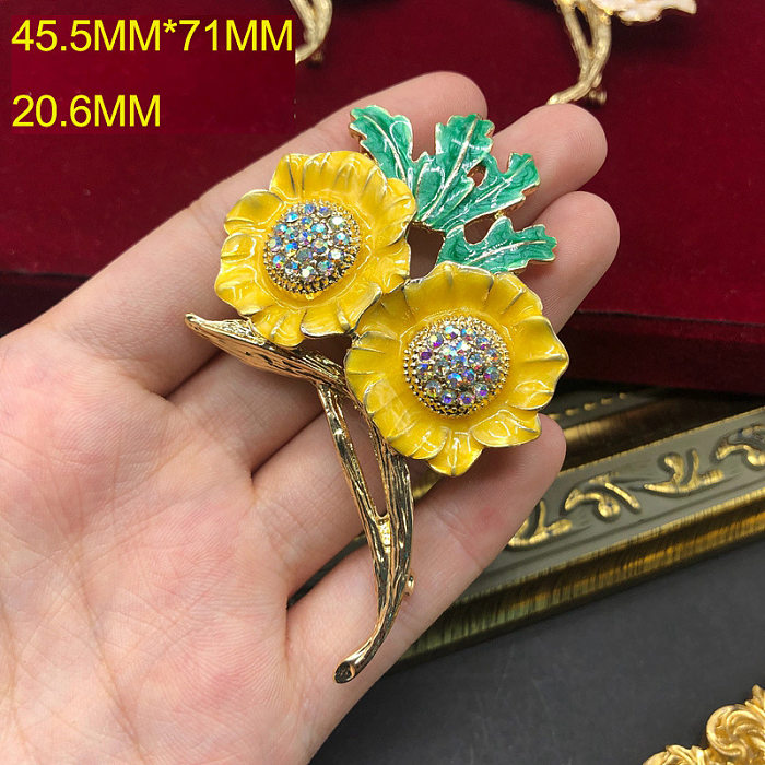 Retro Printing Stainless Steel Plating Inlay Zircon Earrings Brooches
