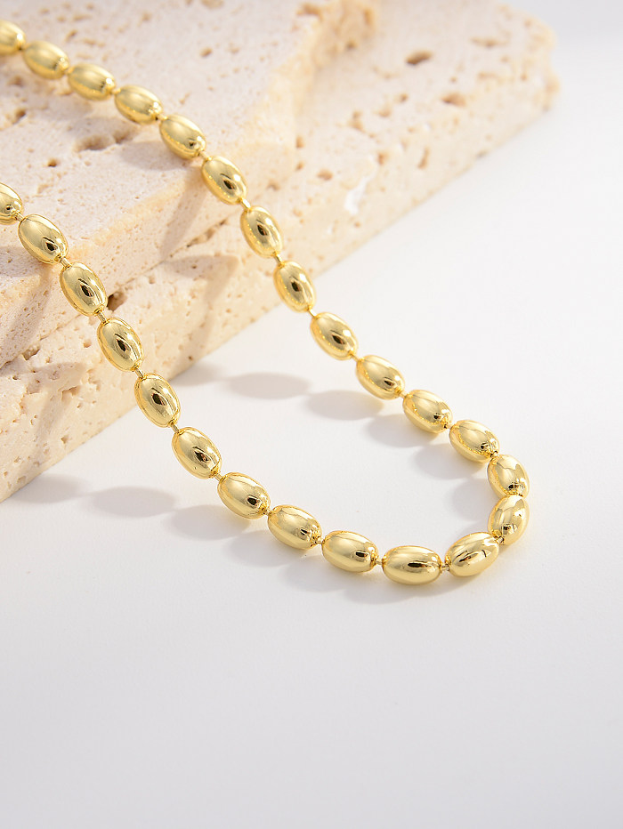 Elegant Vintage Style Solid Color Copper Gold Plated Necklace In Bulk