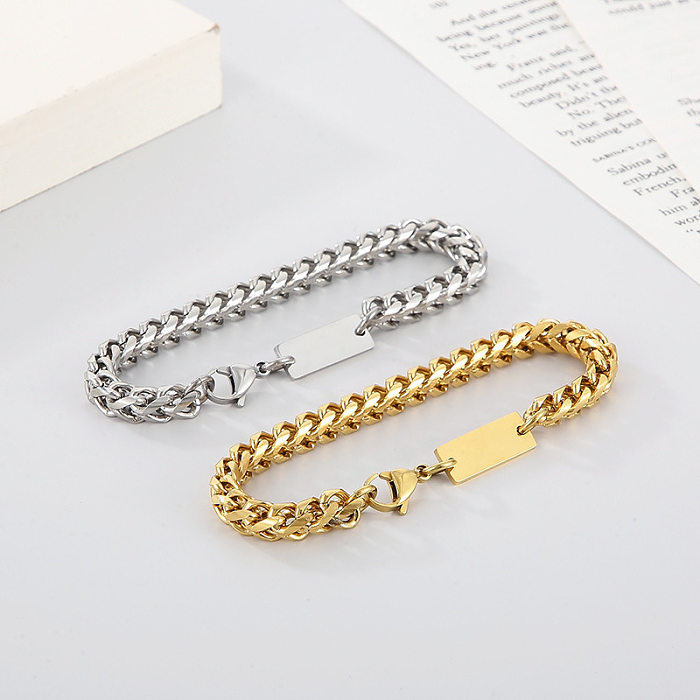 Punk Solid Color Titanium Steel Plating Chain Bracelets Necklace