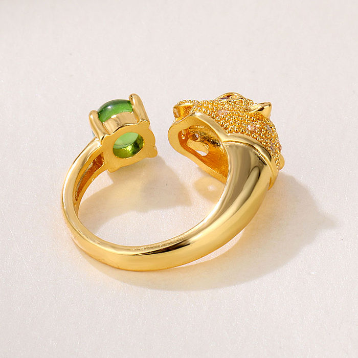 Anéis banhados a ouro redondos animais brilhantes do zircão 18K do chapeamento de cobre