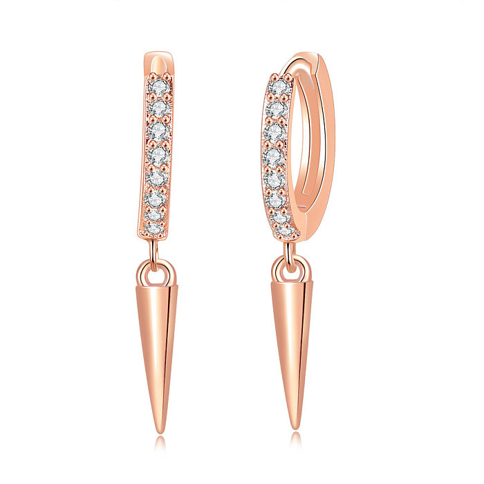 Fashion Circle Copper Zircon Drop Earrings 1 Pair