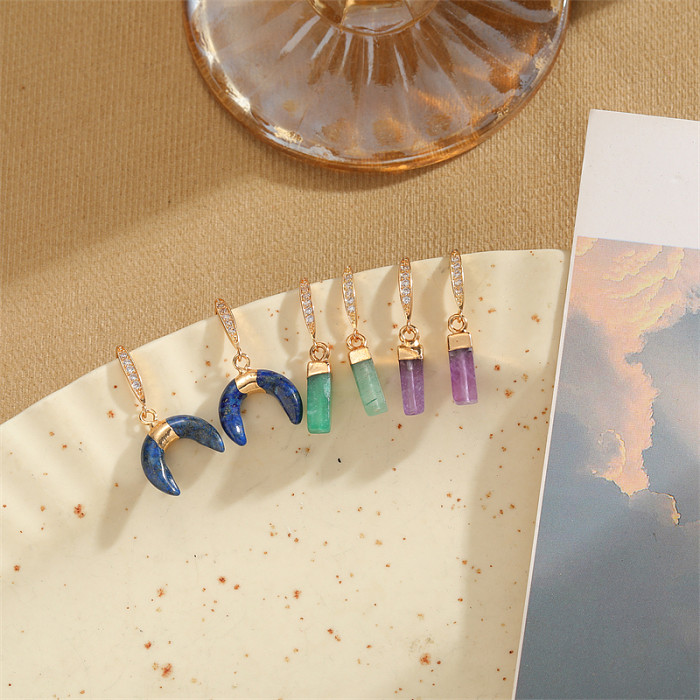 1 Pair Retro Commute Round Plating Inlay Alloy Copper Zircon Gold Plated Earrings
