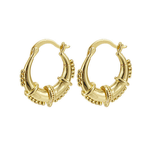 1 paire de boucles d'oreilles géométriques en cuivre, style streetwear rétro élégant