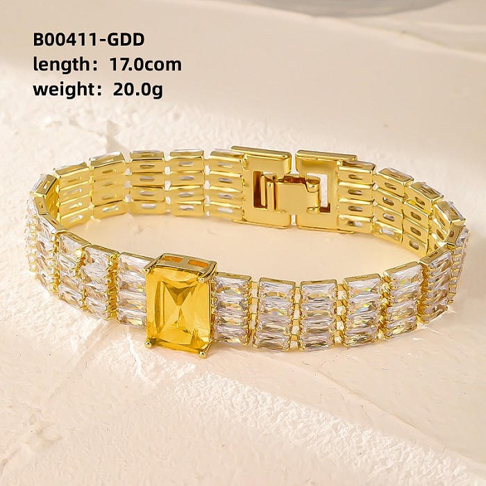 Bracelets plaqués or blanc avec incrustation de cuivre coloré de style moderne