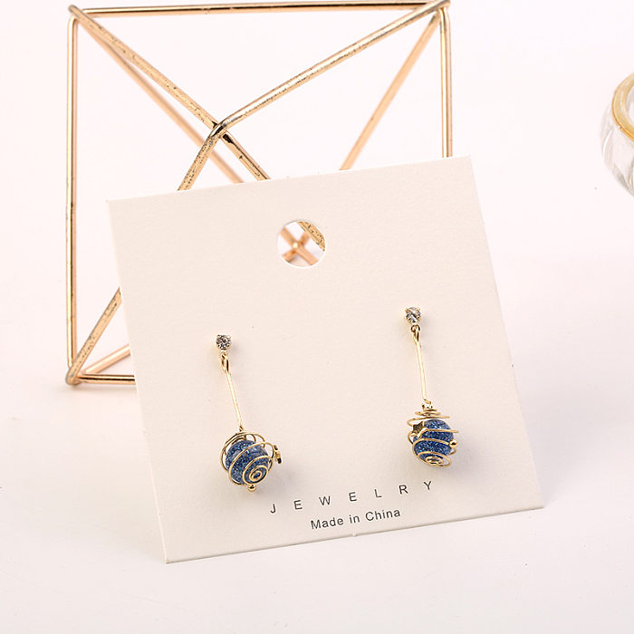 1 Pair Simple Style Star Ball Plating Copper Drop Earrings