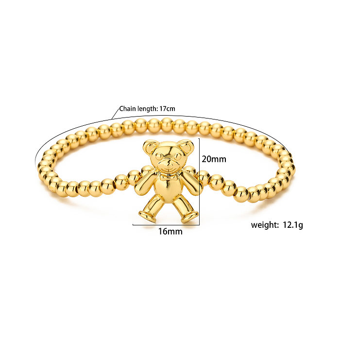 Cute Bear Solid Color Copper Plating 18K Gold Plated Bracelets