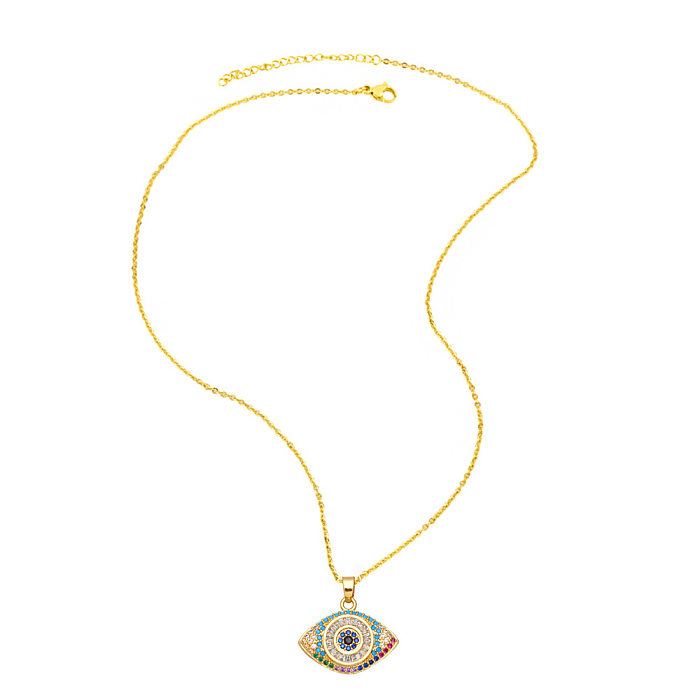 Fashion Devil'S Eye Copper Pendant Necklace Inlay Zircon Copper Necklaces