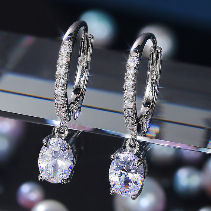 Mode eingelegte runde Zirkon-Kupfer-Ohrringe im Großhandel