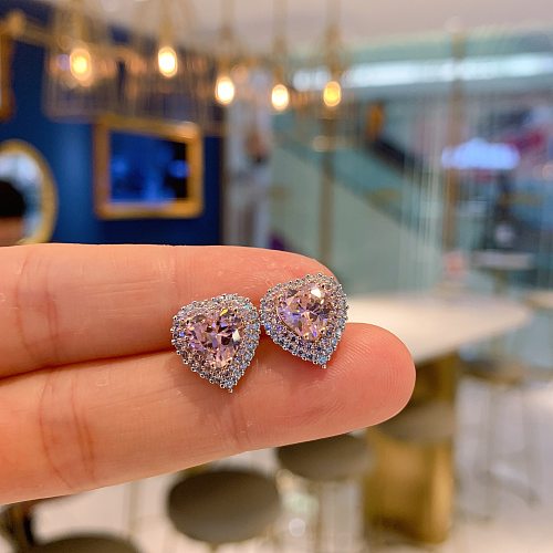 Retro Sweet Heart Shape Copper Zircon Rings In Bulk