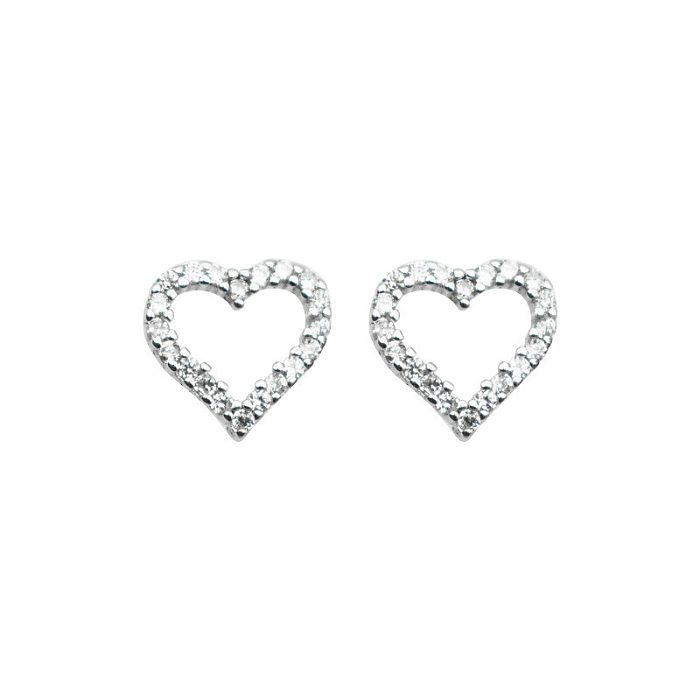1 Pair Lady Heart Shape Copper Plating Inlay Artificial Gemstones Ear Studs