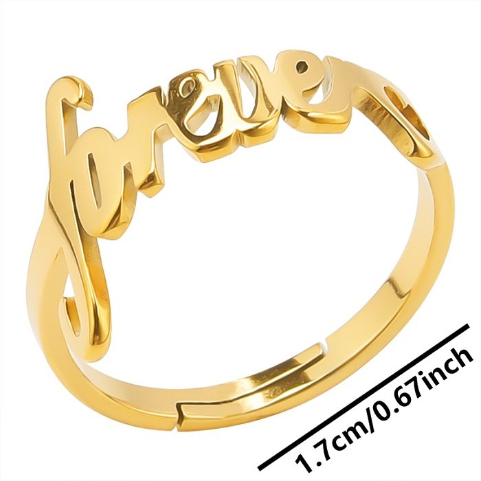 Anéis banhados a ouro com letras de deslocamento em aço inoxidável