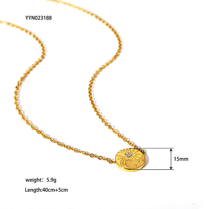 Style classique de base Streetwear étoile lune en acier inoxydable titane acier incrusté Zircon Bracelets boucles d'oreilles collier