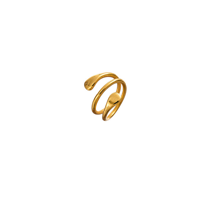 Atacado estilo IG casual deslocamento diário cor sólida chapeamento de aço inoxidável anéis banhados a ouro
