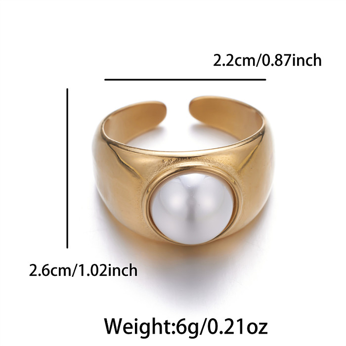 Runde offene Ringe mit Perleneinlage aus Edelstahl im Vintage-Stil