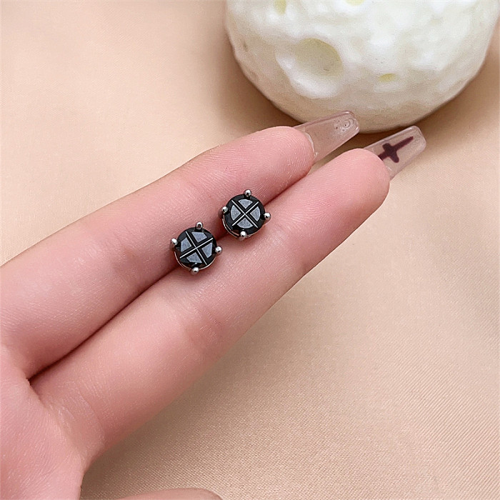1 Pair Casual Simple Style Round Plating Inlay Copper Zircon White Gold Plated Ear Studs