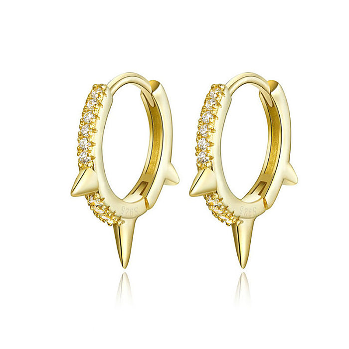1 Pair Simple Style Commute Solid Color Inlay Copper Zircon Hoop Earrings