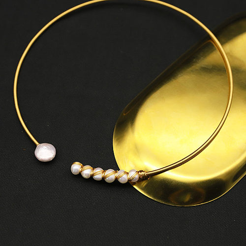 Simple Style Round Copper 18K Gold Plated Necklace