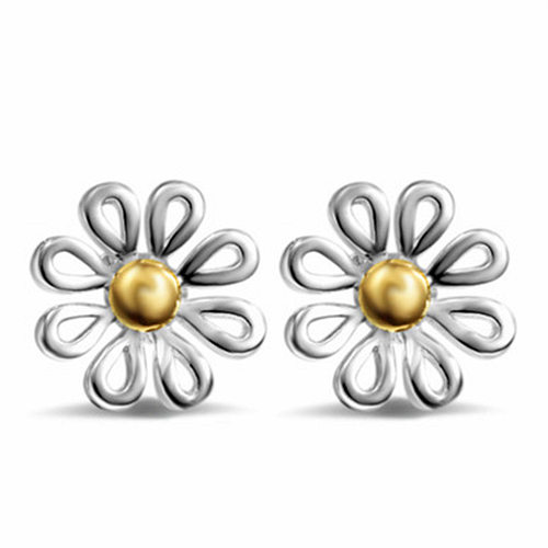 1 paire de clous d'oreilles en cuivre plaqué chrysanthème, Style Simple