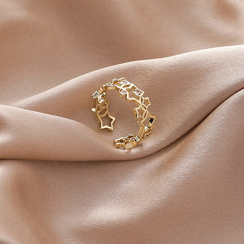 Anillo de estrella Retro con microincrustaciones, estrella de cinco puntas, anillo de dedo índice a la moda, anillo de apertura al por mayor
