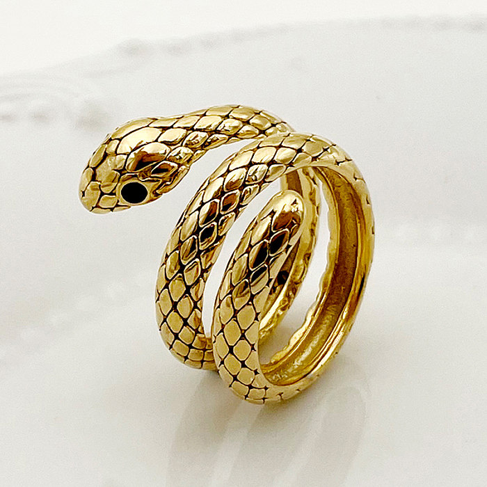 Funny Rock Punk Snake Stainless Steel Polishing Plating Gold Plated Rings