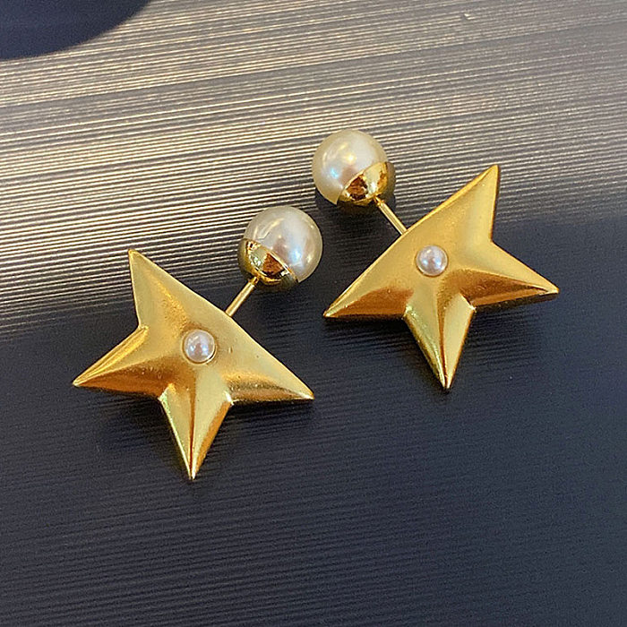 1 Pair Vintage Style Star Plating Copper Drop Earrings