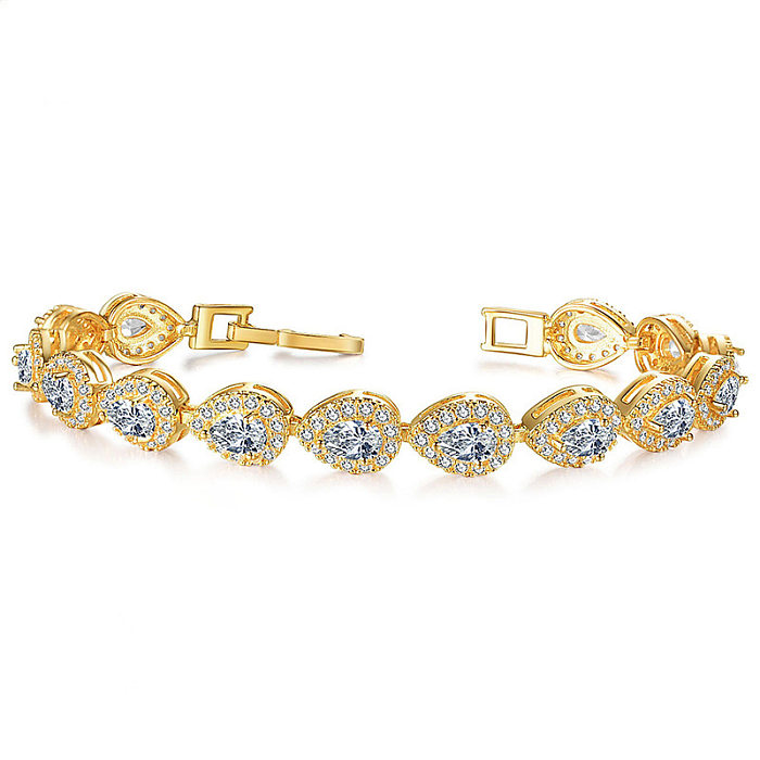 Lady Simple Style Geometric Copper Inlay Zircon Bracelets