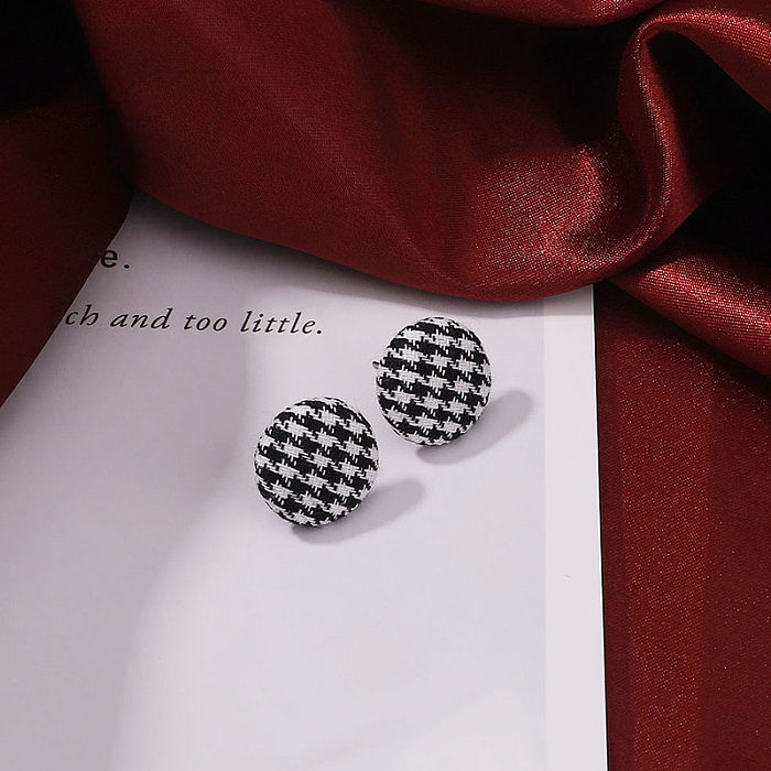1 Pair Simple Style Round Printing Copper Ear Studs