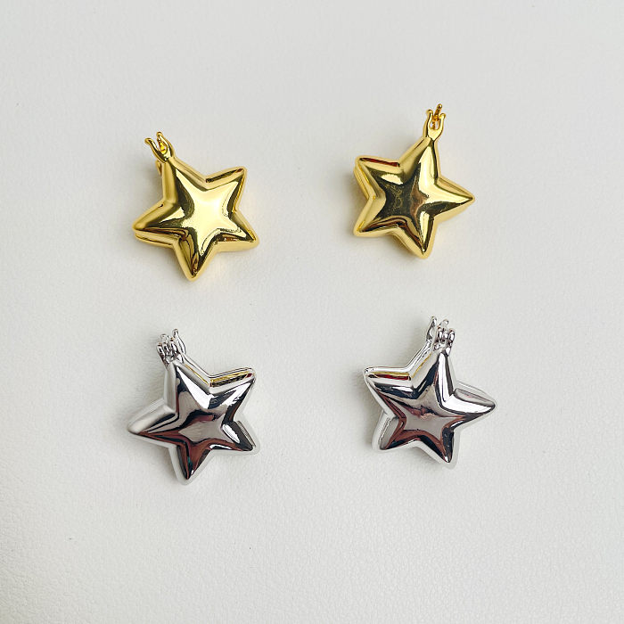 1 Pair Artistic Star Plating Copper Ear Studs