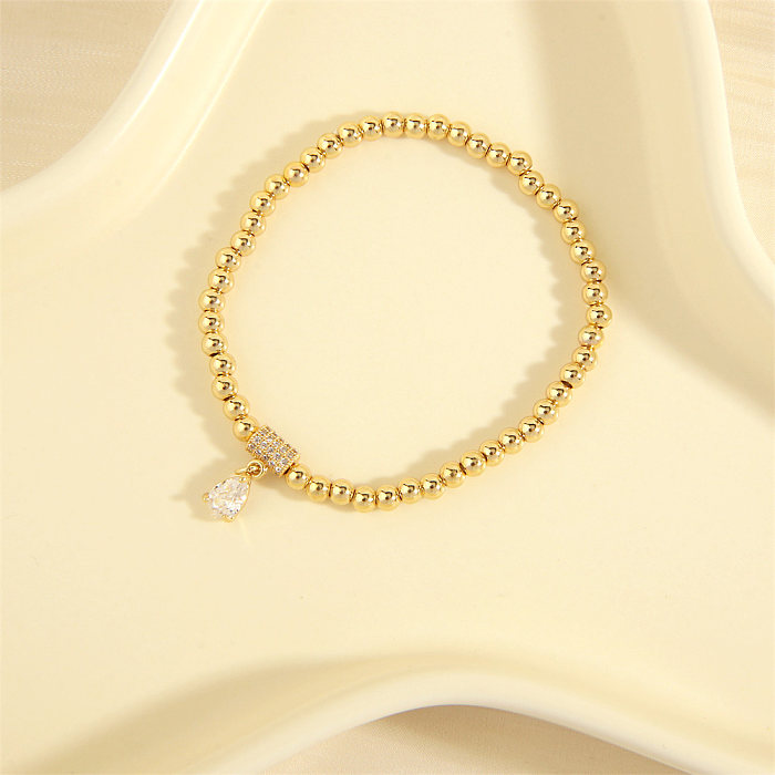 Simple Style Water Droplets Copper Plating Inlay Zircon 18K Gold Plated Bracelets