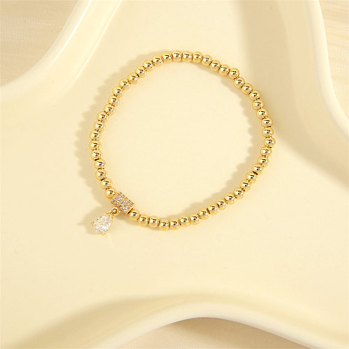 Simple Style Water Droplets Copper Plating Inlay Zircon 18K Gold Plated Bracelets