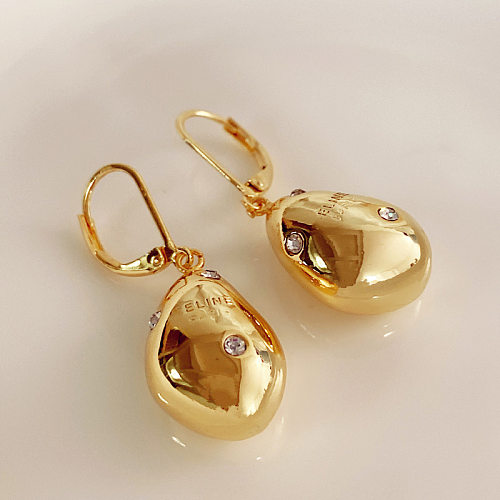1 Pair Elegant Simple Style Irregular Water Droplets Inlay Copper Zircon Drop Earrings