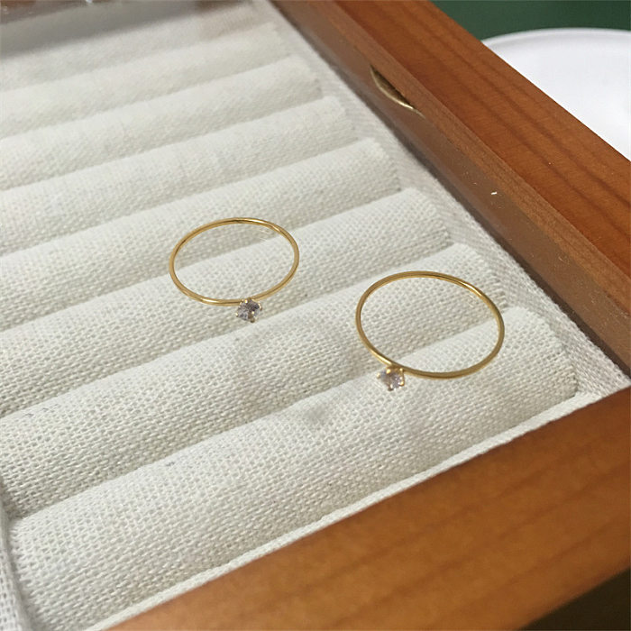 Anéis banhados a ouro de aço titânio geométrico de estilo simples