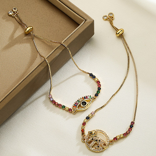 Bracelets plaqués or 18 carats en Zircon avec incrustation de cuivre et œil du diable, Streetwear