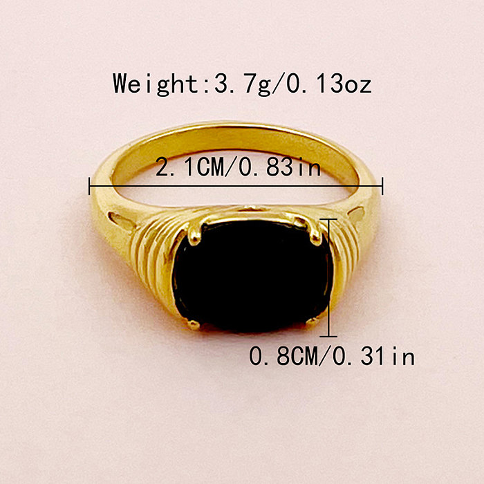 Simple Style Oval Stainless Steel Plating Inlay Zircon Gold Plated Rings
