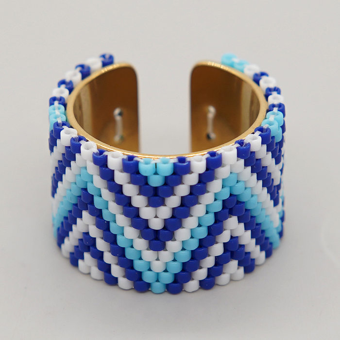 Großhandel mit hawaiianischen, böhmischen, geometrischen offenen Ringen aus Edelstahl-Rocaillesperlen