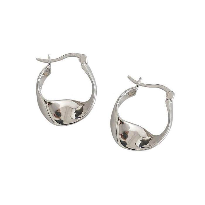 Boucles d'oreilles créoles en cuivre de couleur unie, style simple, 1 paire