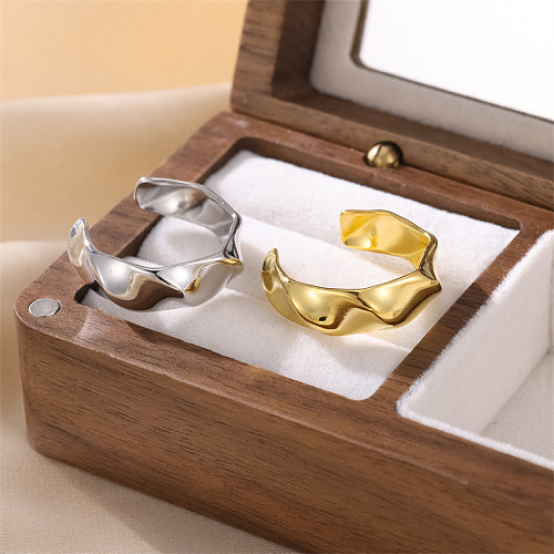 1 anel feminino de aço inoxidável estilo Ins simples dourado