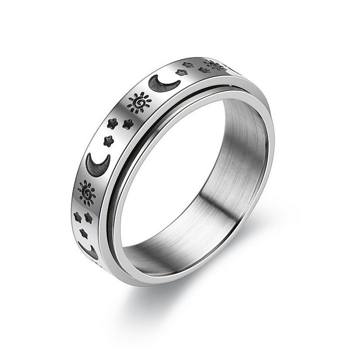 Bague rotative en acier et titane pour hommes, anneau à motif rétro européen et américain, vente en gros