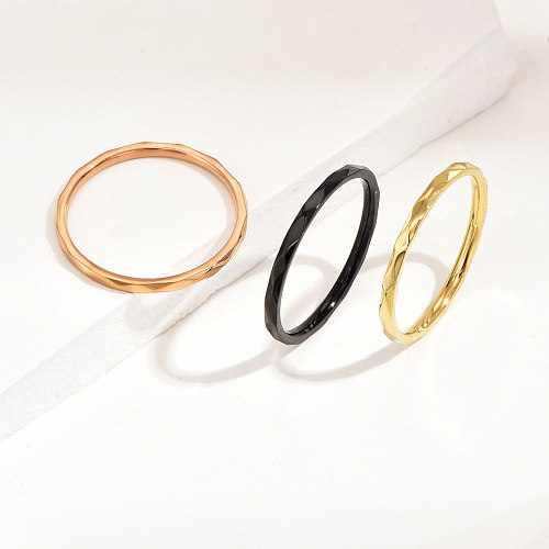 3 Piece Set Simple Style Solid Color Stainless Steel Plating Rings