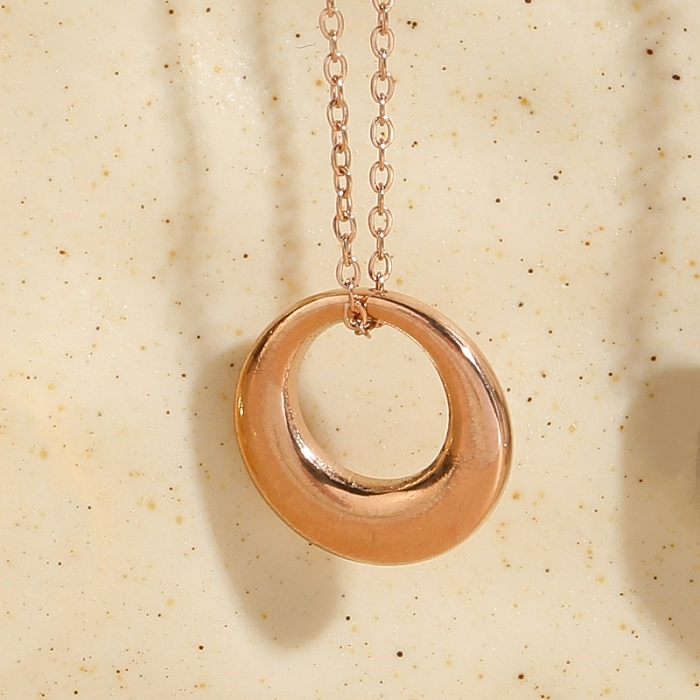 Simple Style Round Copper Plating 14K Gold Plated Pendant Necklace