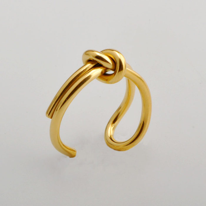 Großhandel: Einfacher, Knoten-Titanstahl, 18 Karat vergoldeter offener Ring