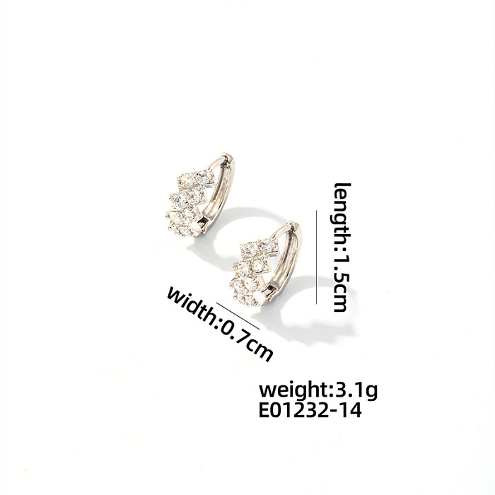1 Pair Casual Sweet Shiny Heart Shape Plating Inlay Copper Zircon White Gold Plated Earrings