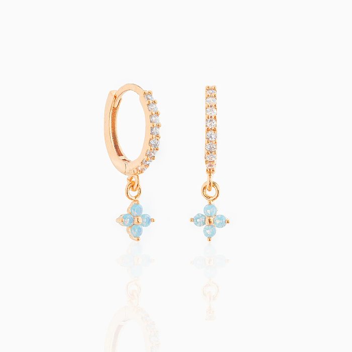 Simple Style Flower Copper Plating Zircon Earrings 1 Pair