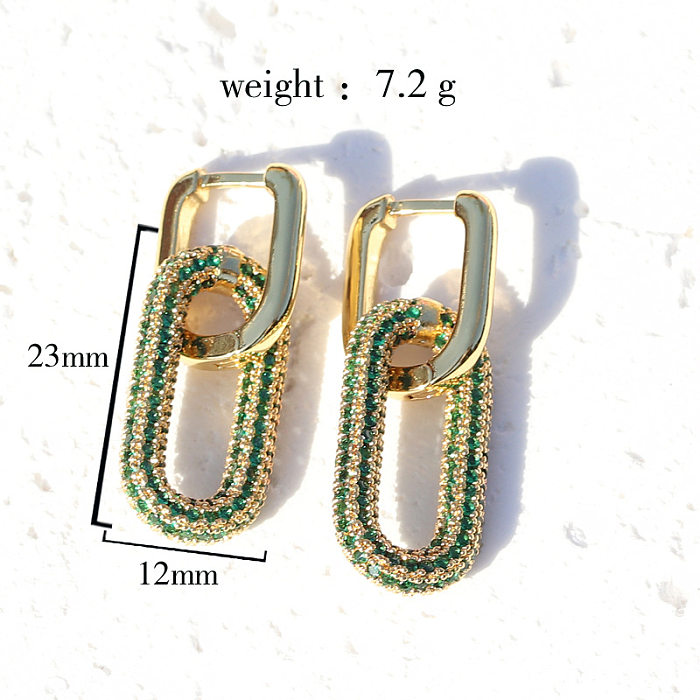 1 par de brincos de orelha banhados a ouro 18K com revestimento de cobre geométrico de estilo simples