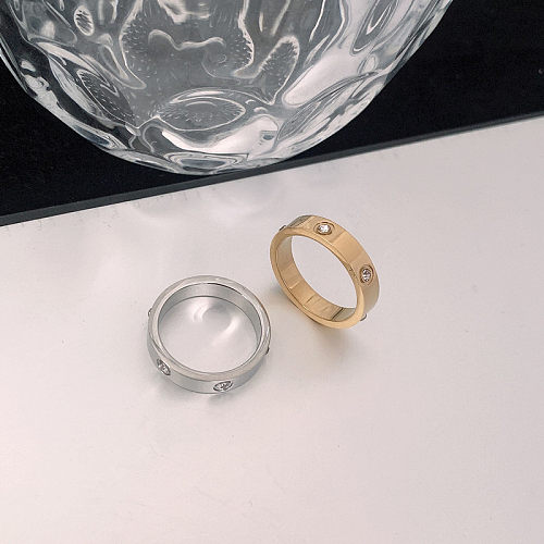 Anéis de diamante artificiais de polimento de aço titânio redondos da moda 1 peça