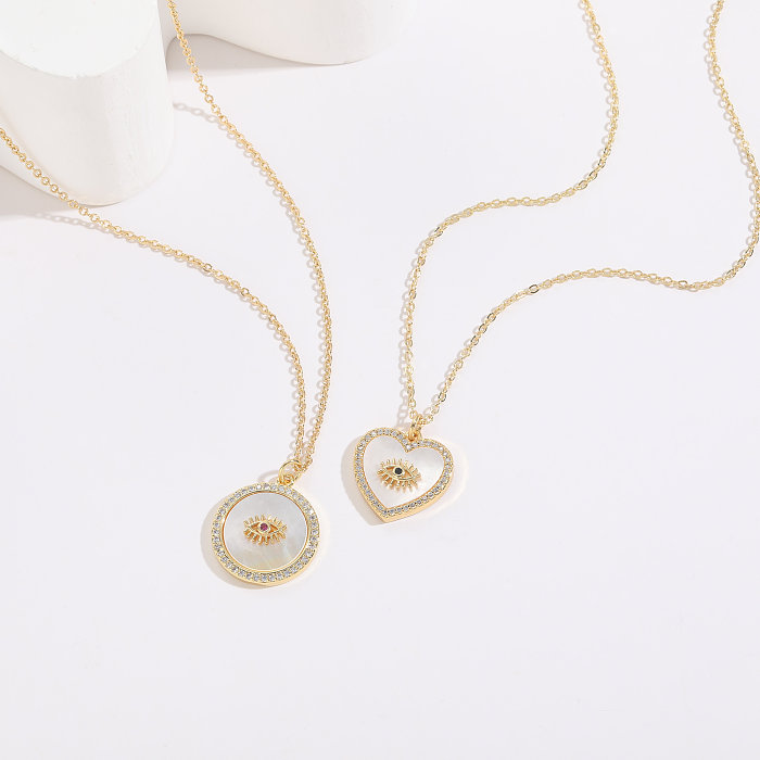1 Piece Fashion Eye Copper Inlay Zircon Pendant Necklace