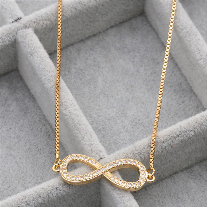 Hot Sale Copper Necklace 8-word Infinity Micro-set Zircon Necklace Copper Wholesale jewelry